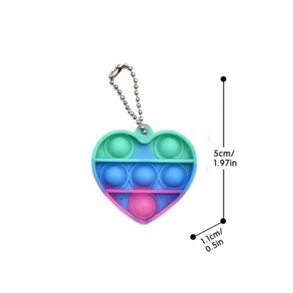 Heart Pop It Key Chains. Sensory Fidget Stress Relief Toy. - Picture 3 of 5